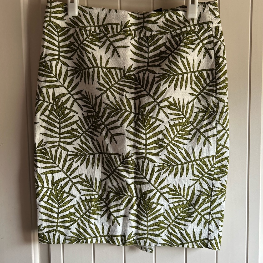 Ann Taylor Green Leaf Print Skirt
